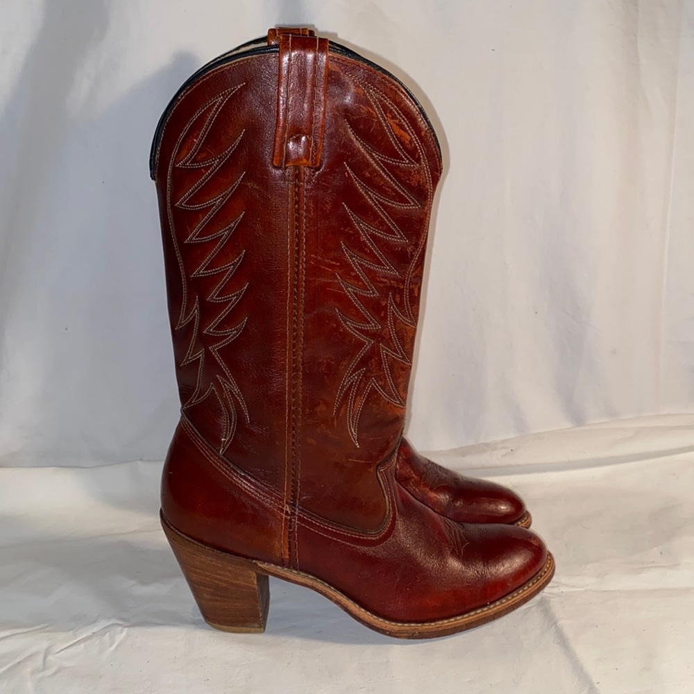 Vintage Dingo womens leather western cowboy boots heels